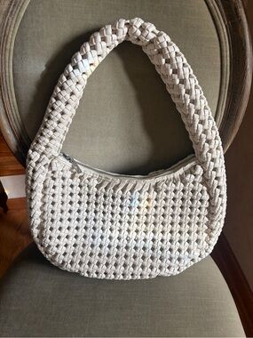 Sincerely Jules Vegan Leather Woven Demi Bag White MINT